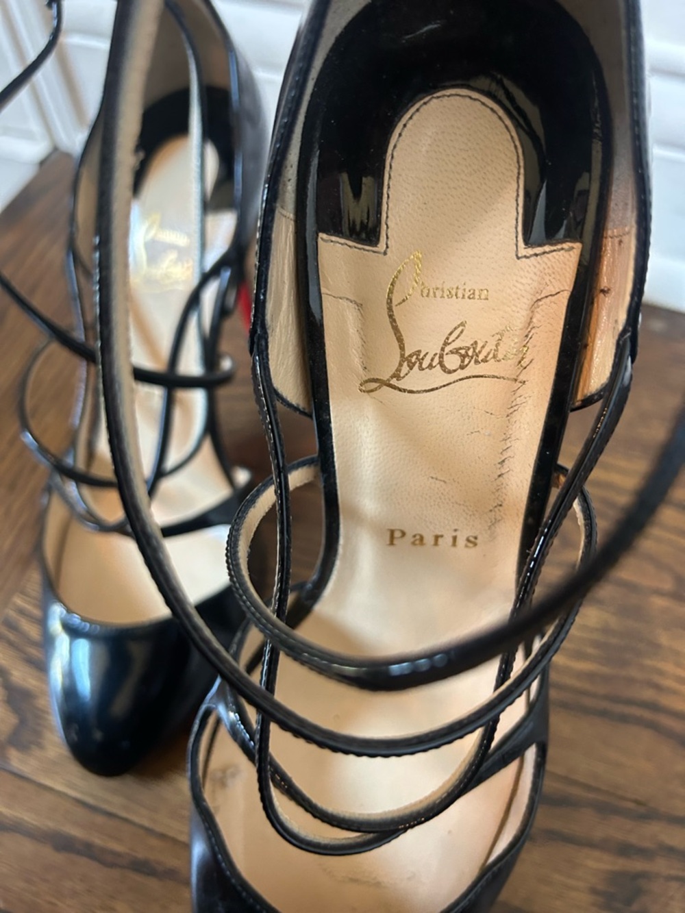 Christian louboutin Crossflika Black Strap Pumps Size 39 Patent  100% Auth - Picture 4 of 10